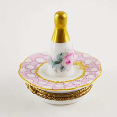 Limoges Champagne Bottle on a Tray Porcelain Trinket Box