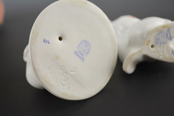 Two Herend Rabbit Porcelain Figurines