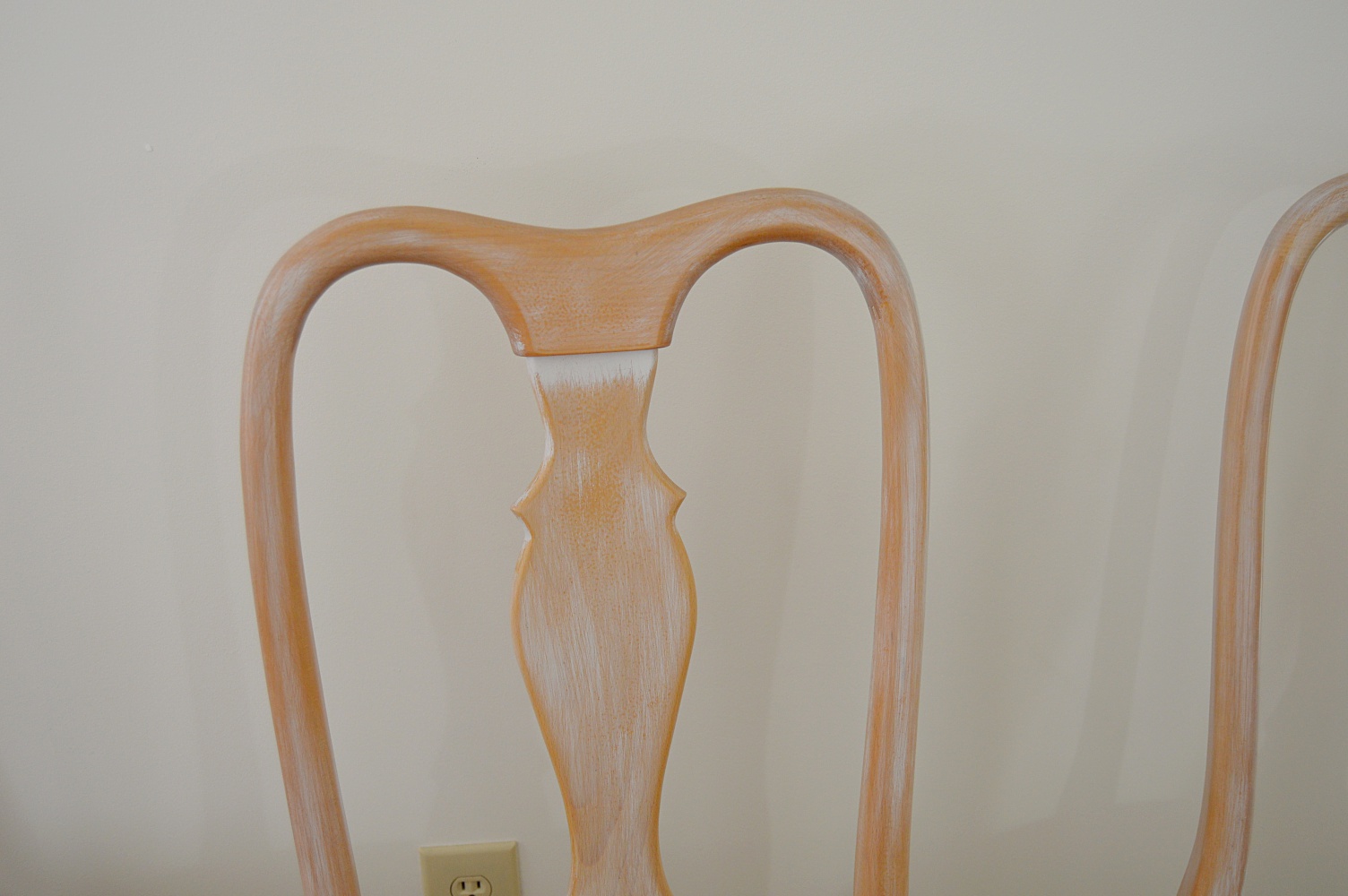 Set of Six Queen Anne Style Chairs in a White-Washed Finish