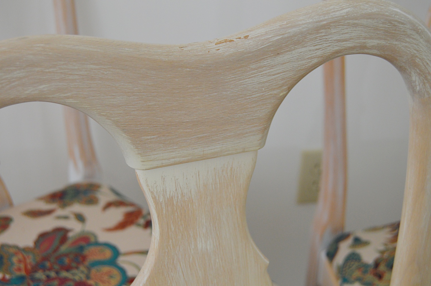 Set of Six Queen Anne Style Chairs in a White-Washed Finish