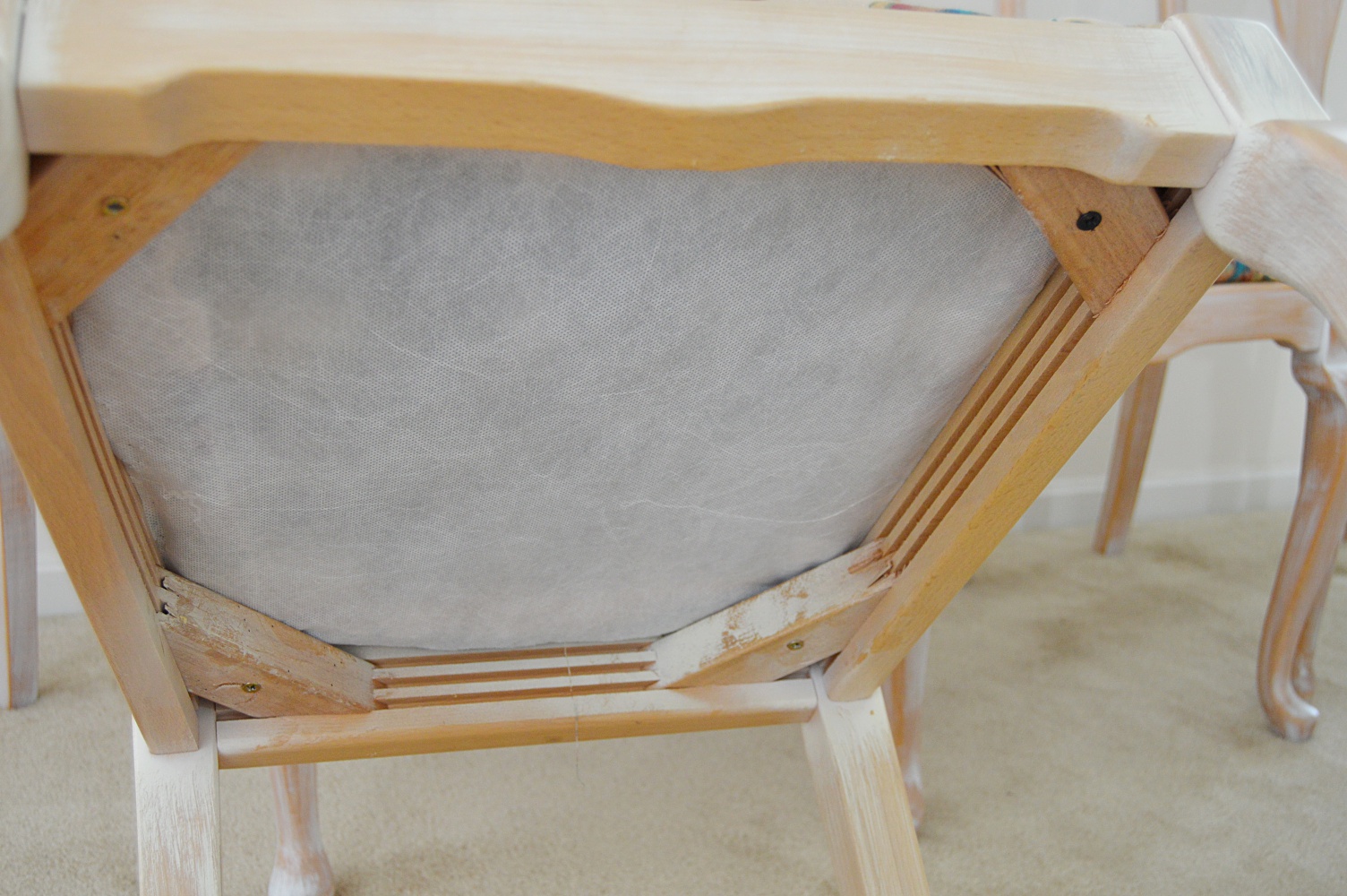 Set of Six Queen Anne Style Chairs in a White-Washed Finish