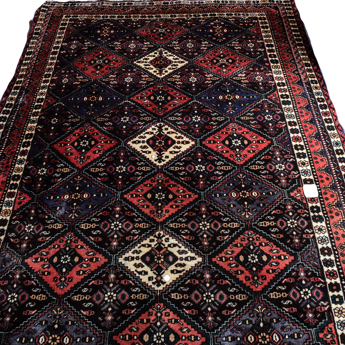 Handwoven Persian Diamond Pattern Area Rug