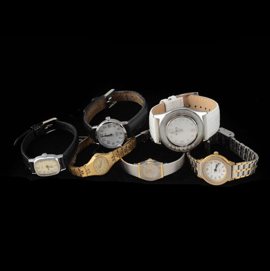 Six Women's Watches including Seiko, Honora Pearl and Halston