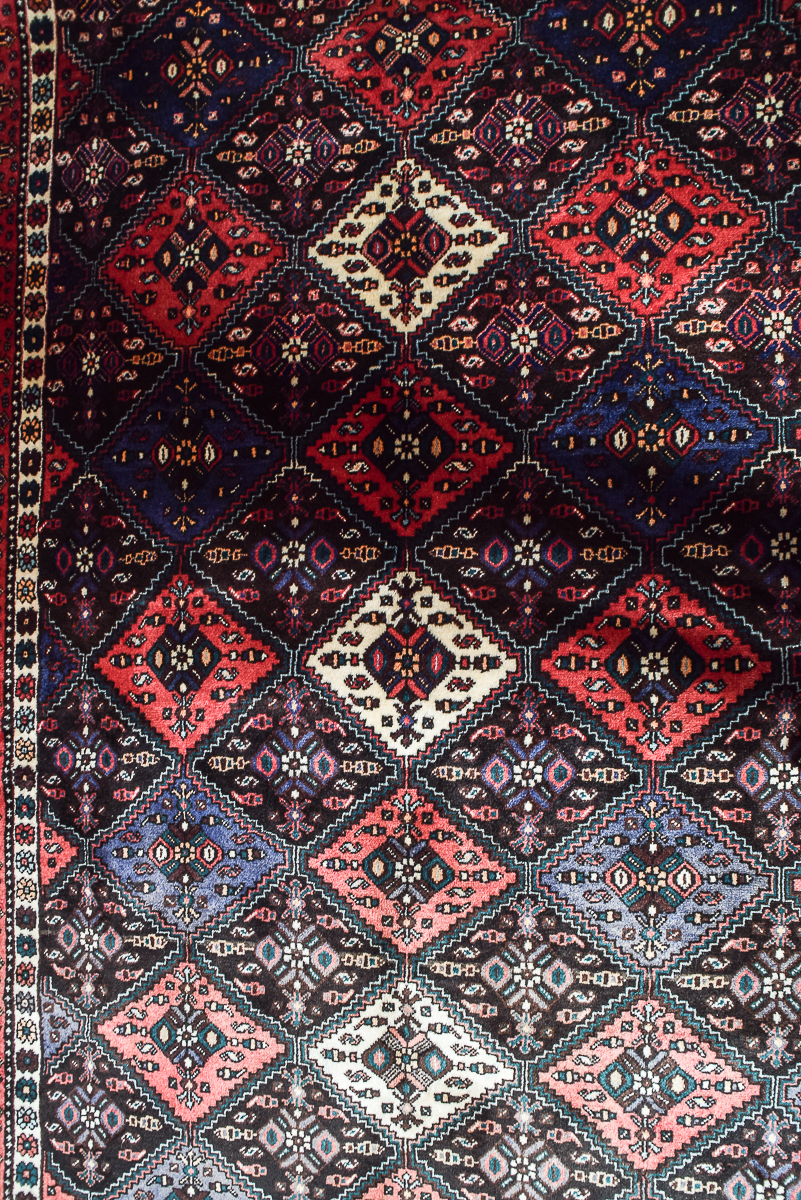 Handwoven Persian Diamond Pattern Area Rug