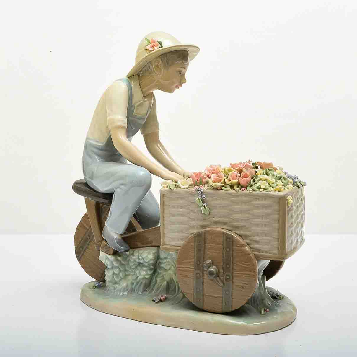 Lladro "Boy with Flower Cart" Porcelain Figurine