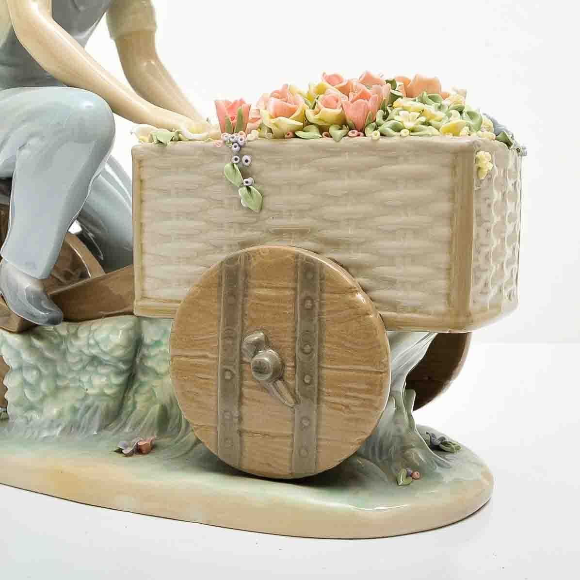 Lladro "Boy with Flower Cart" Porcelain Figurine