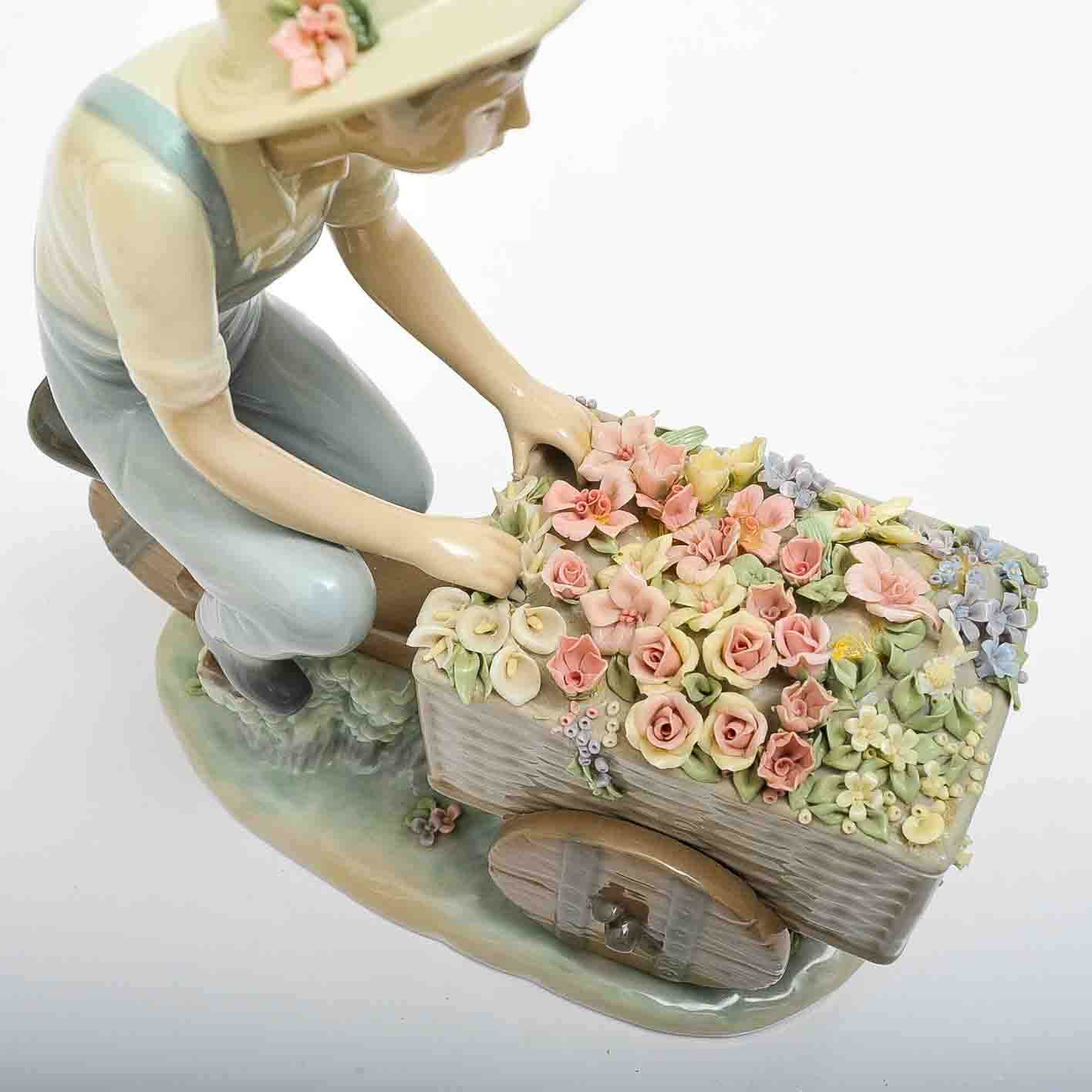 Lladro "Boy with Flower Cart" Porcelain Figurine