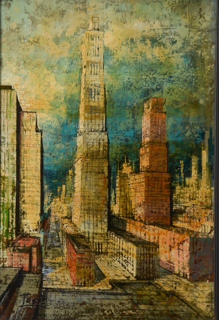 Tosi Signed Original Oil Painting of Cityscape
