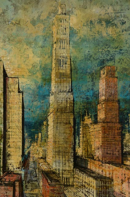 Tosi Signed Original Oil Painting of Cityscape