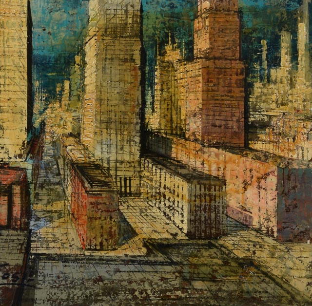 Tosi Signed Original Oil Painting of Cityscape