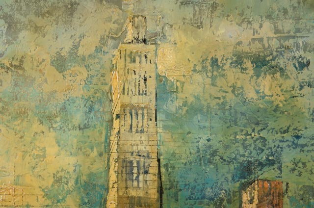 Tosi Signed Original Oil Painting of Cityscape