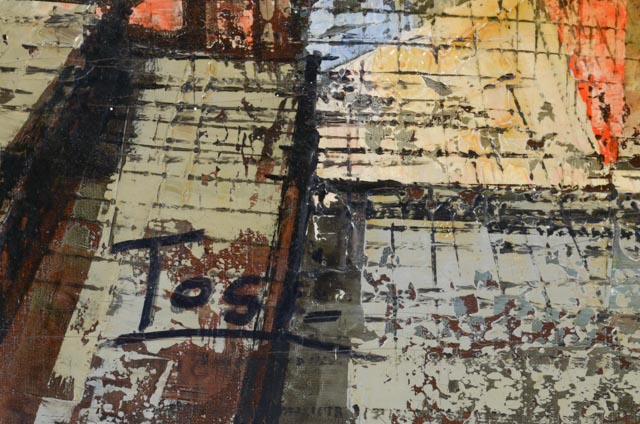 Tosi Signed Original Oil Painting of Cityscape