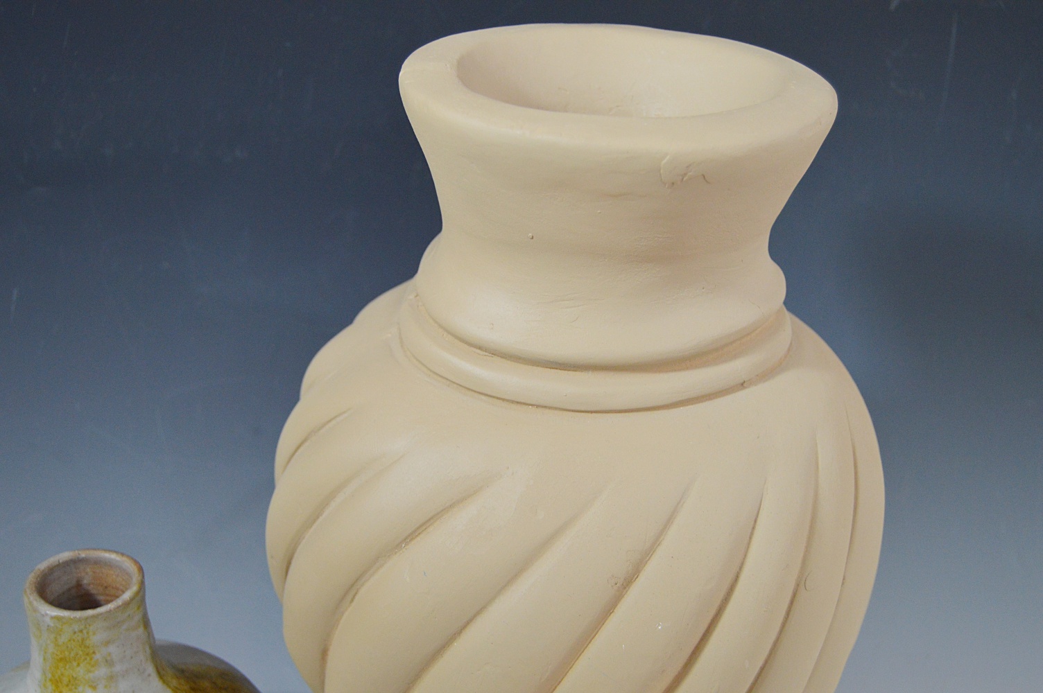 Pottery Group and Alabaster Horse Head Bookends