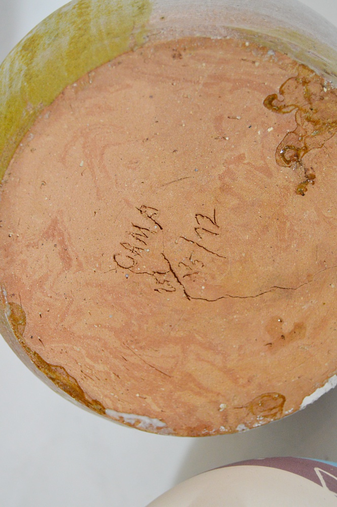 Pottery Group and Alabaster Horse Head Bookends