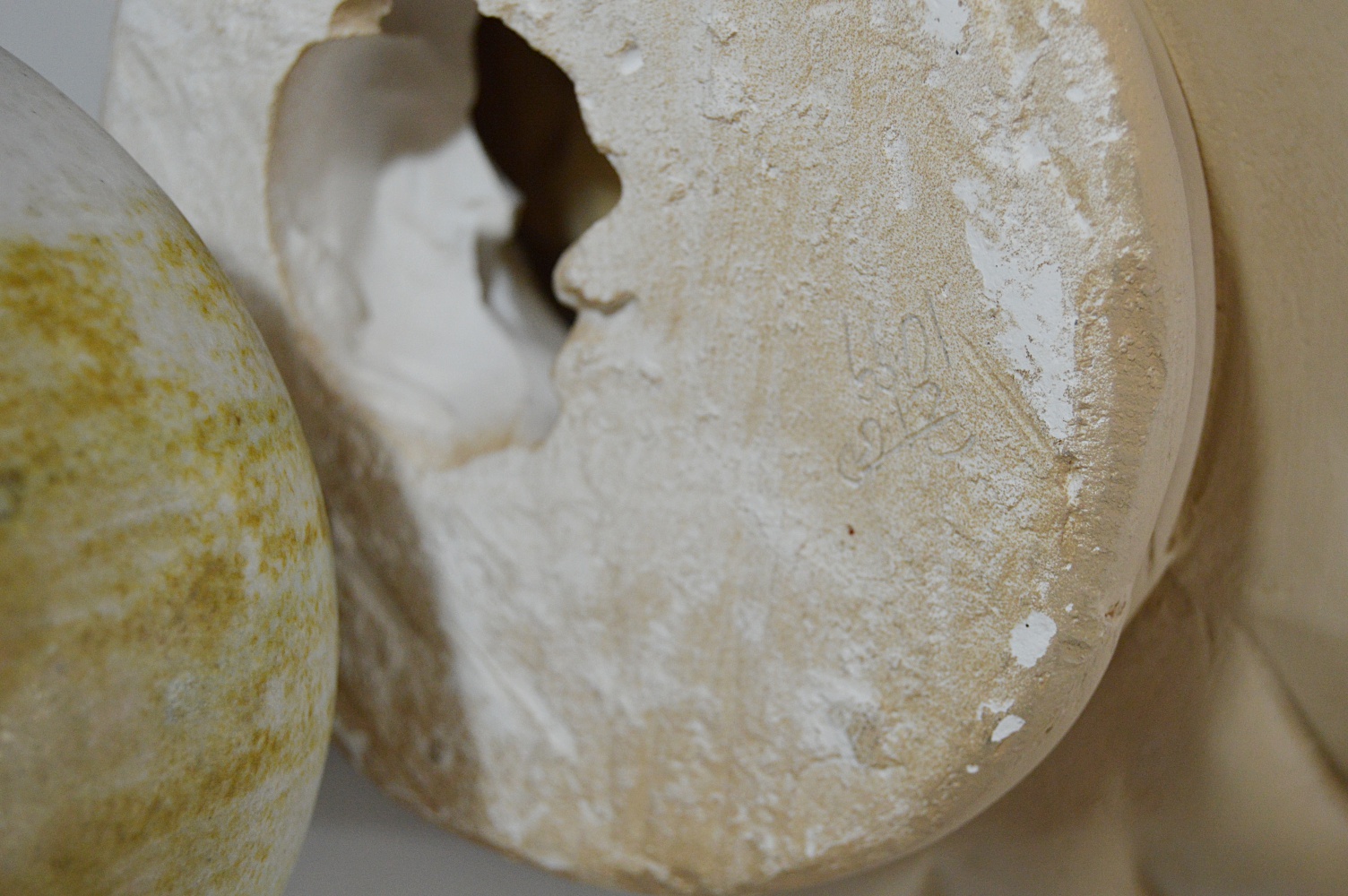 Pottery Group and Alabaster Horse Head Bookends