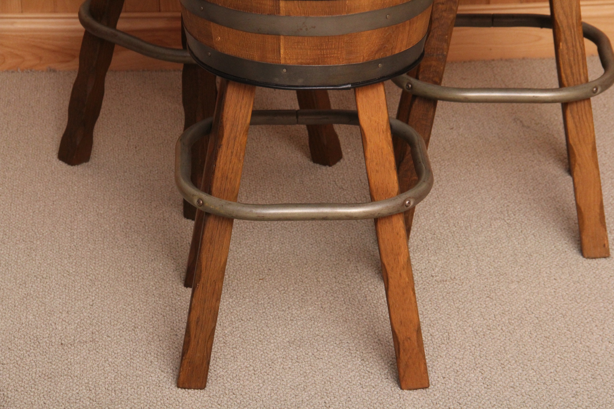 Set of Three Vintage Whiskey Barrel  Bar Stools