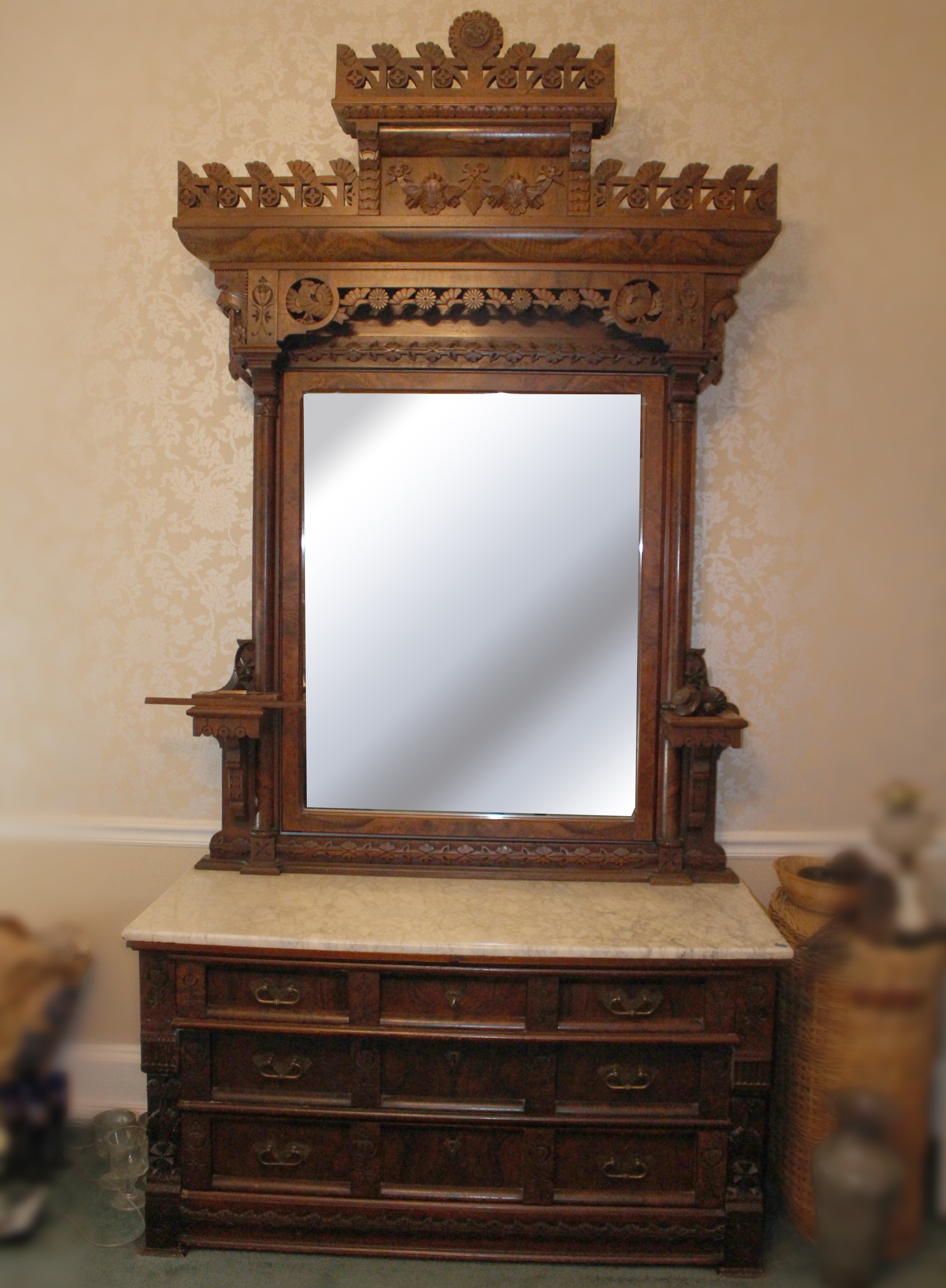 Antique Victorian Eastlake Style Dresser with Mirror