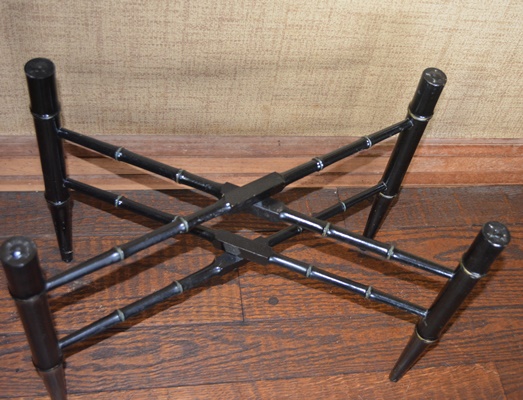 Asian Influenced Black Lacquered Oval Tray Table/Coffee Table