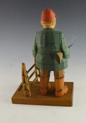 Swedish Signed Carved Wood Hunter Figurine