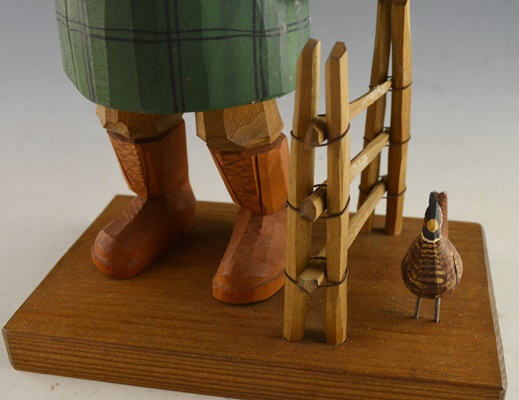 Swedish Signed Carved Wood Hunter Figurine