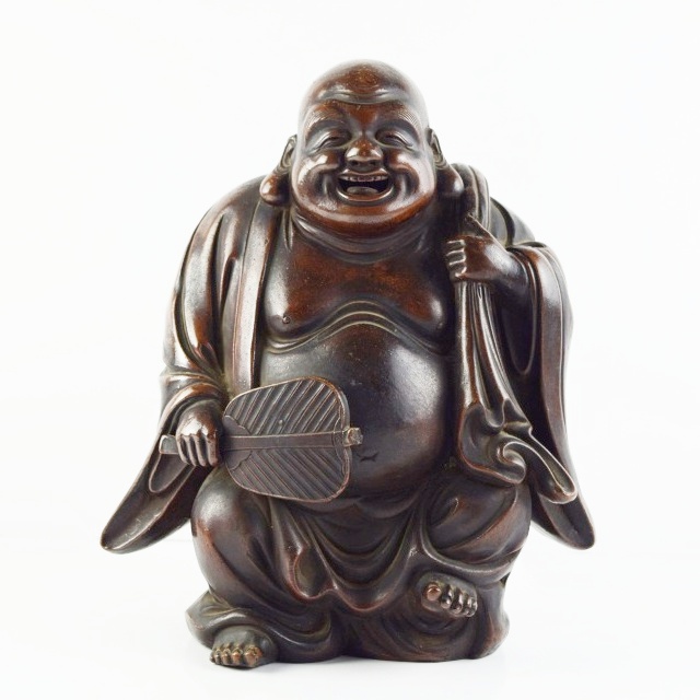 Circa 1880 Meiji Period Bizen Ware Pottery Depicting "Hotei", God of Good Fortune