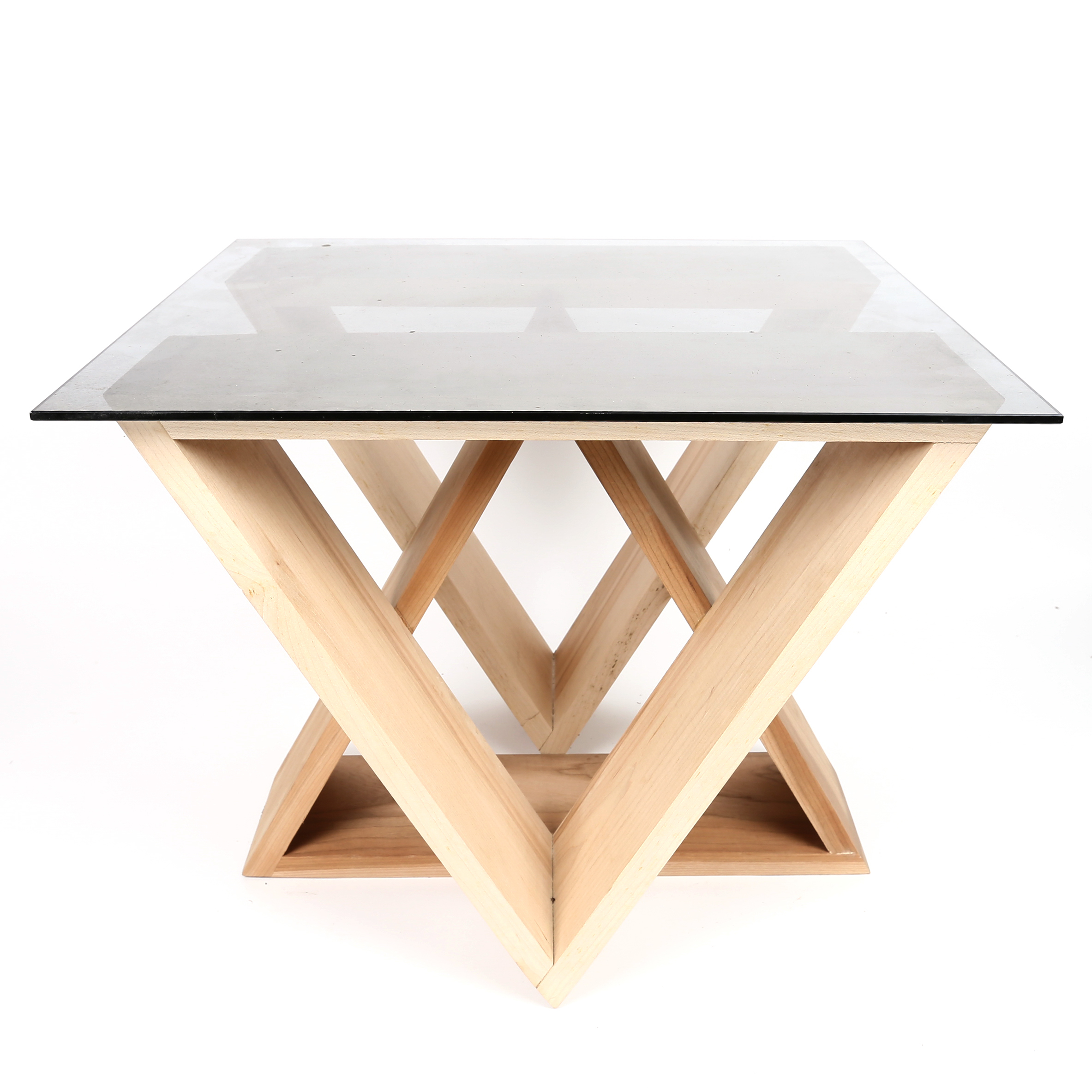 Triangle Base Table with Glass Top