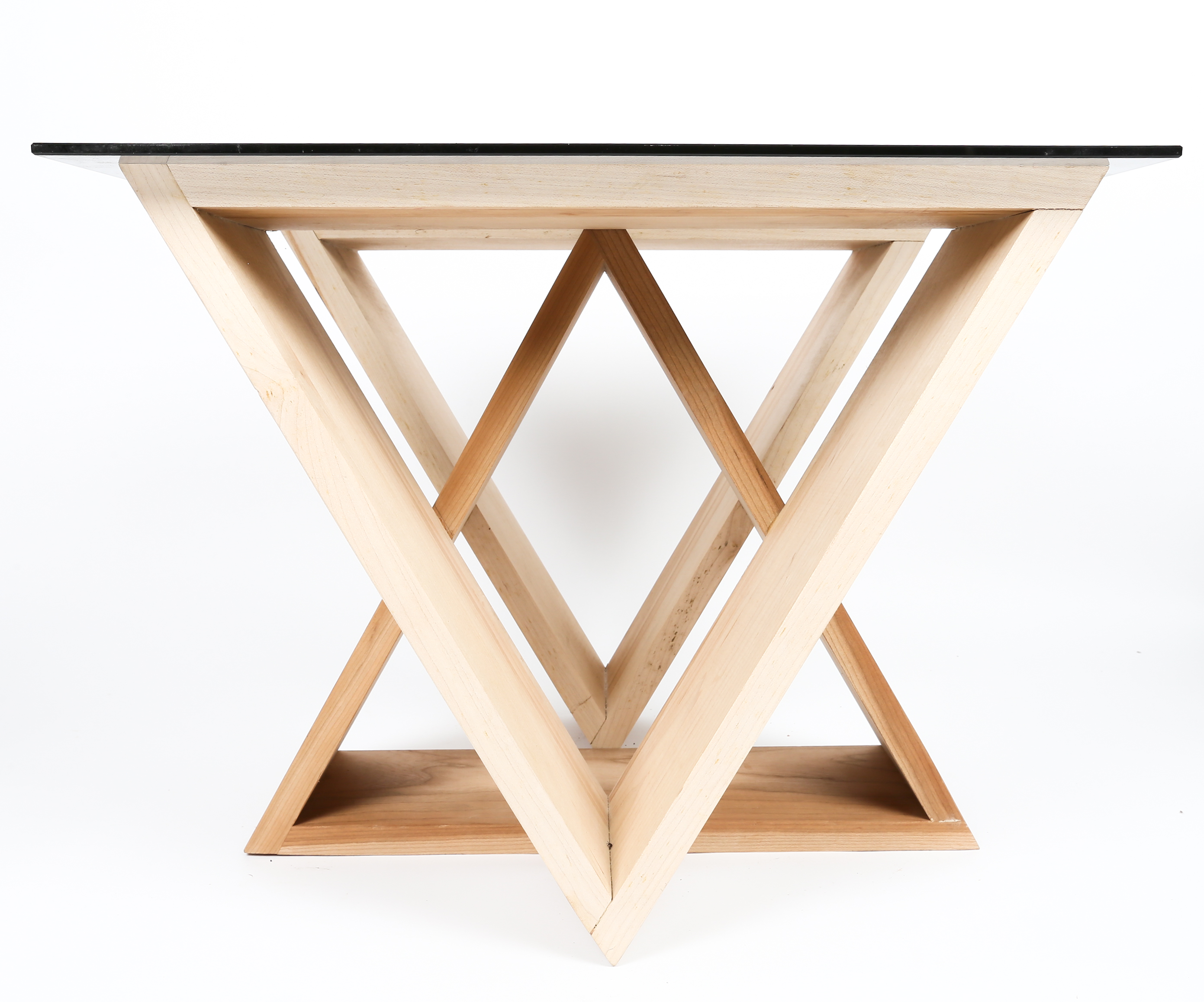 Triangle Base Table with Glass Top