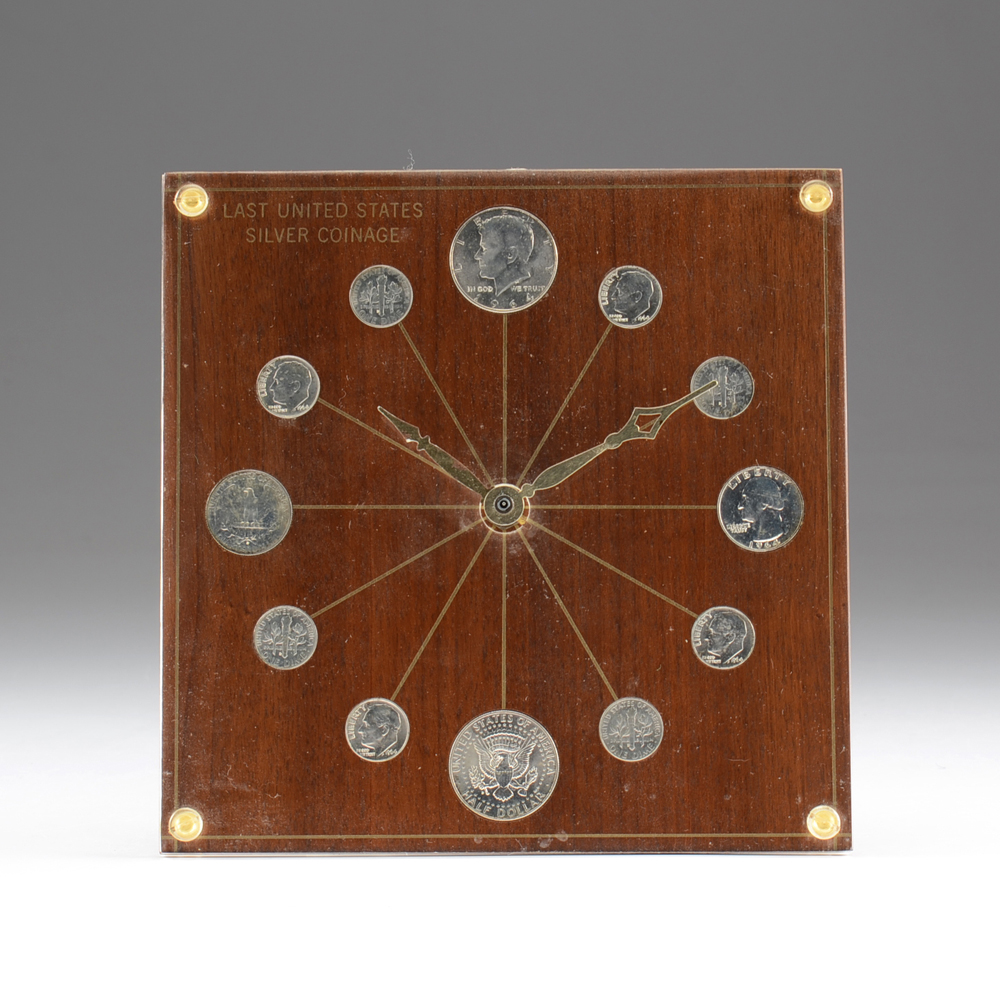 1964 Marion Kay Last US Silver Coinage Numismatic Desk Clock