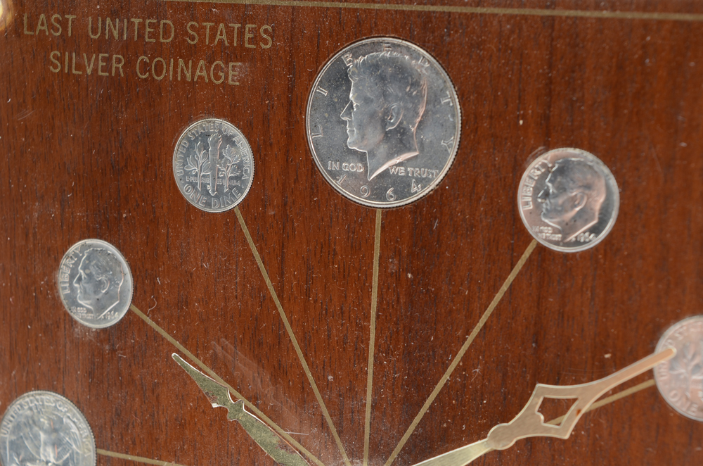 1964 Marion Kay Last US Silver Coinage Numismatic Desk Clock