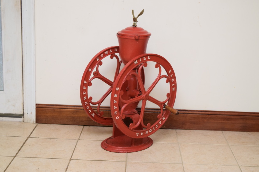 Large Antique Woodruff & Edwards, Elgin National Coffee Grinder
