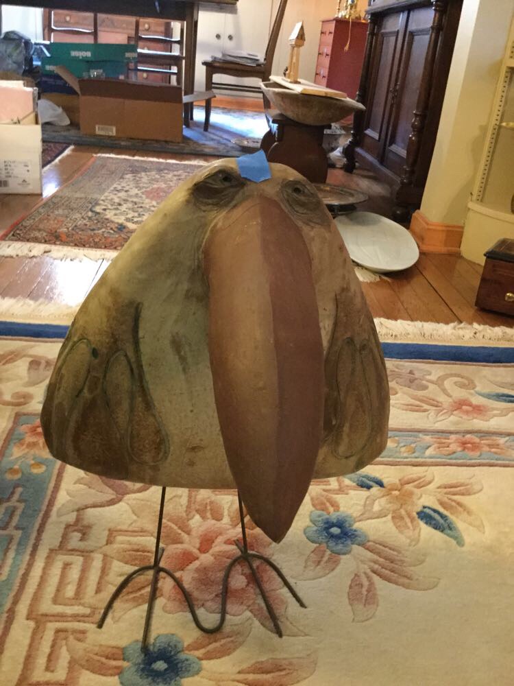 *Wilmer* Modern Bird Sculpture. Crack At Beak