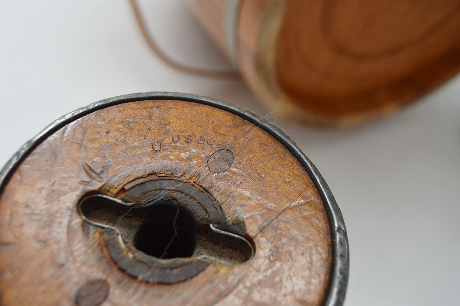 Vintage Wooden Bucket and Yarn Spools