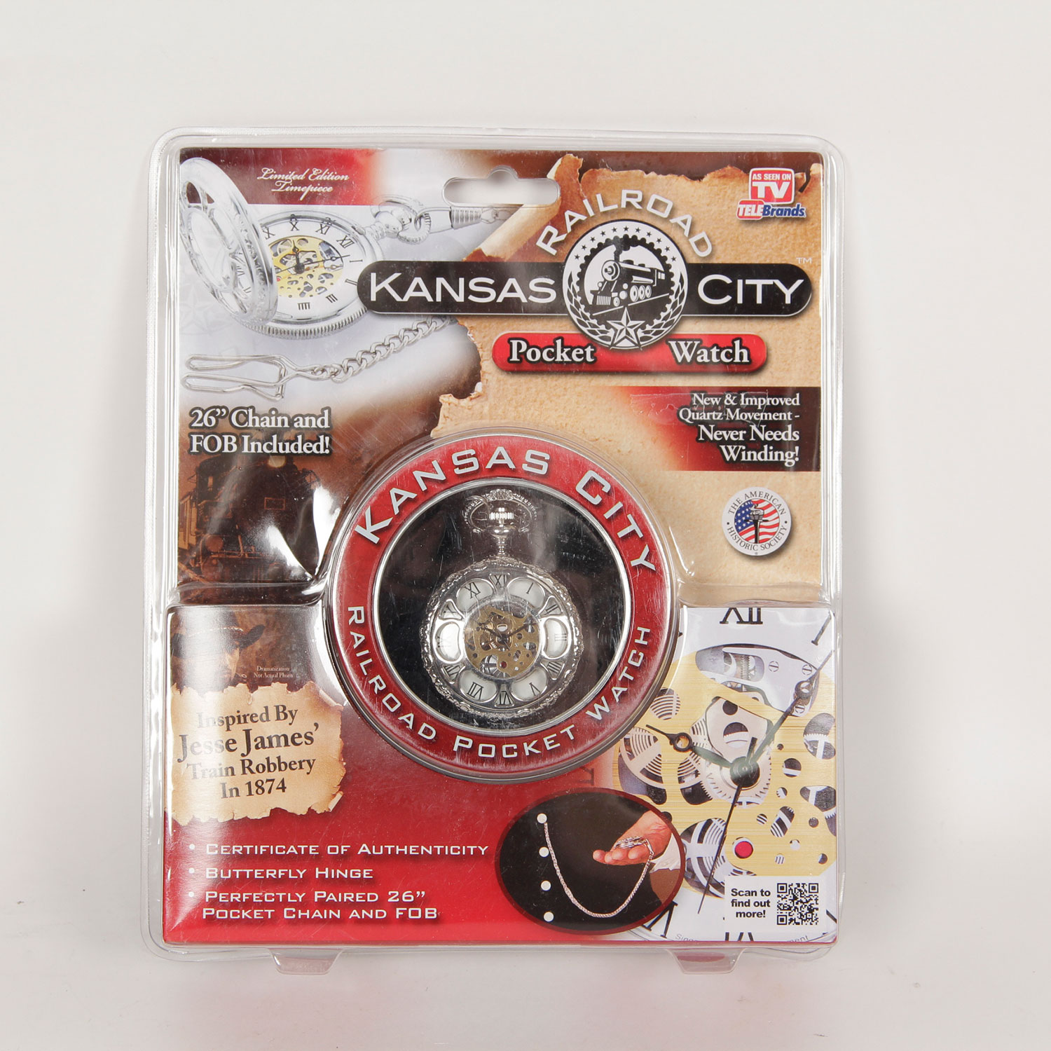 Kansas City Railroad Pocket Watch with Chain