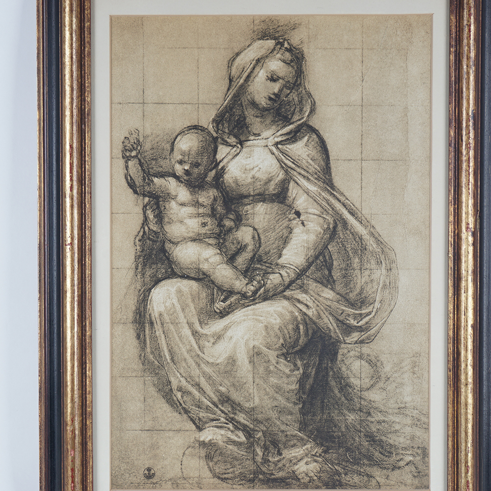 Museum Lithograph after a Drawing of Madonna and Child