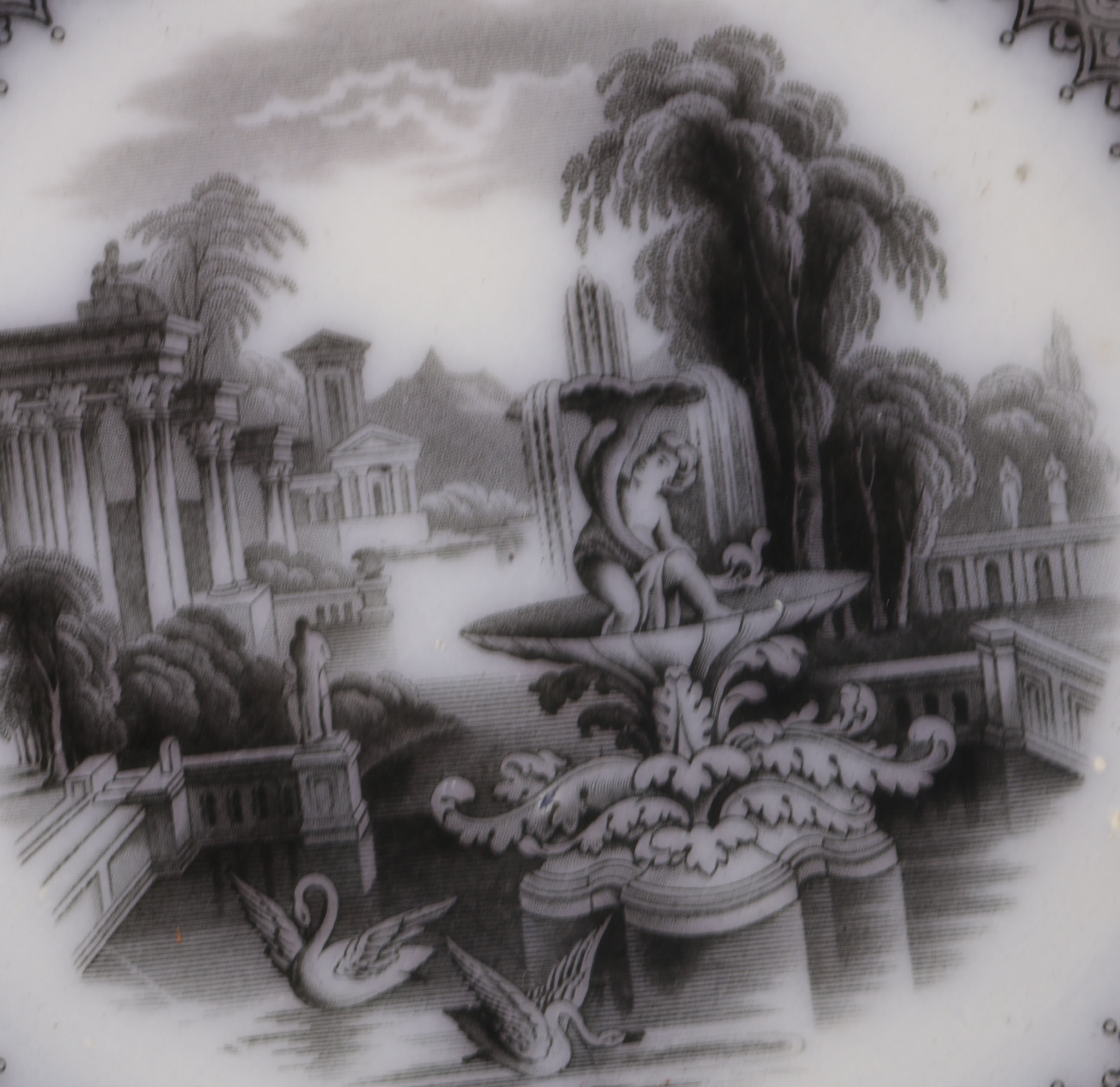 Victorian Transferware Plates with Scenic Imagery