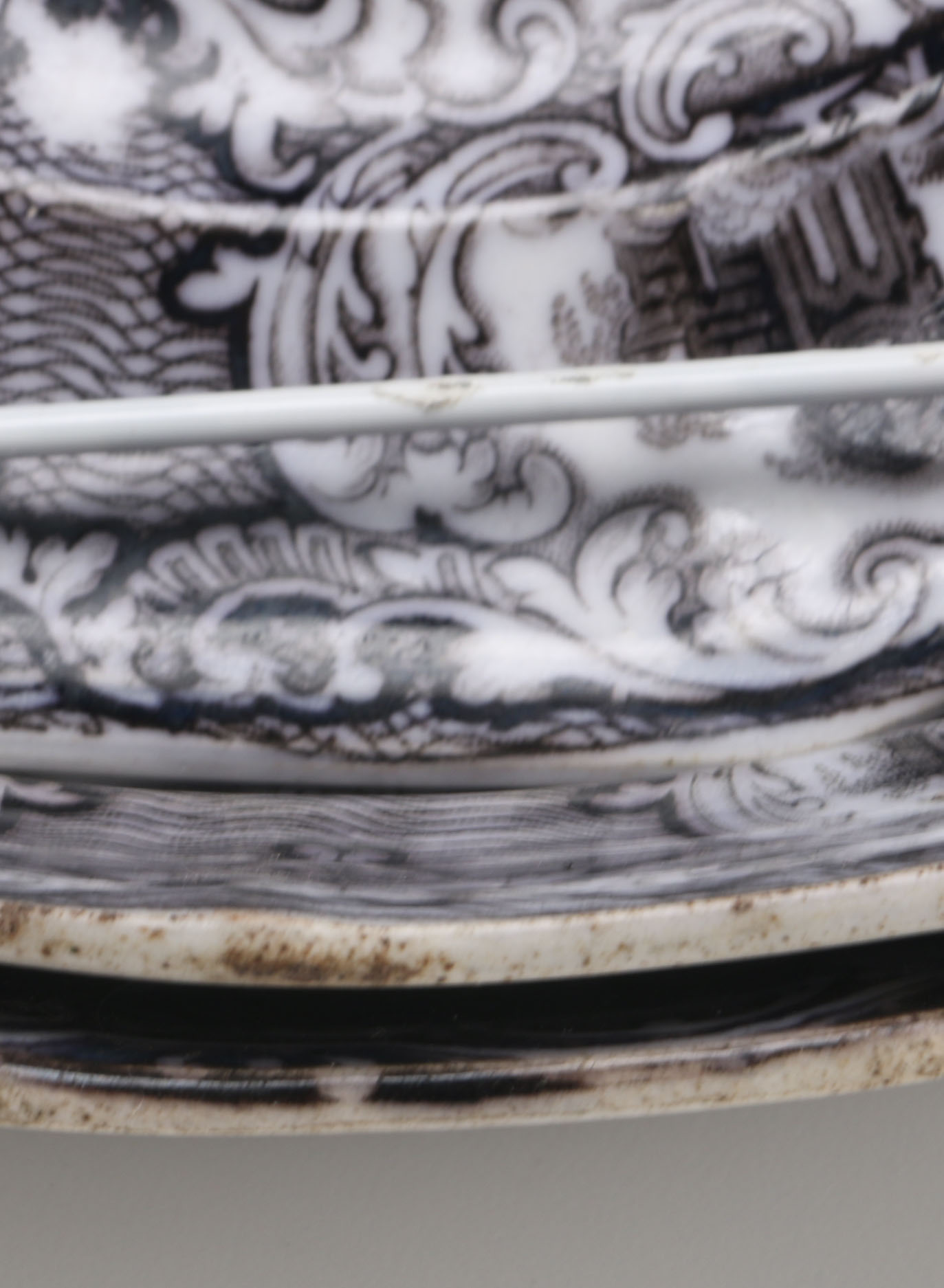 Victorian Transferware Plates with Scenic Imagery