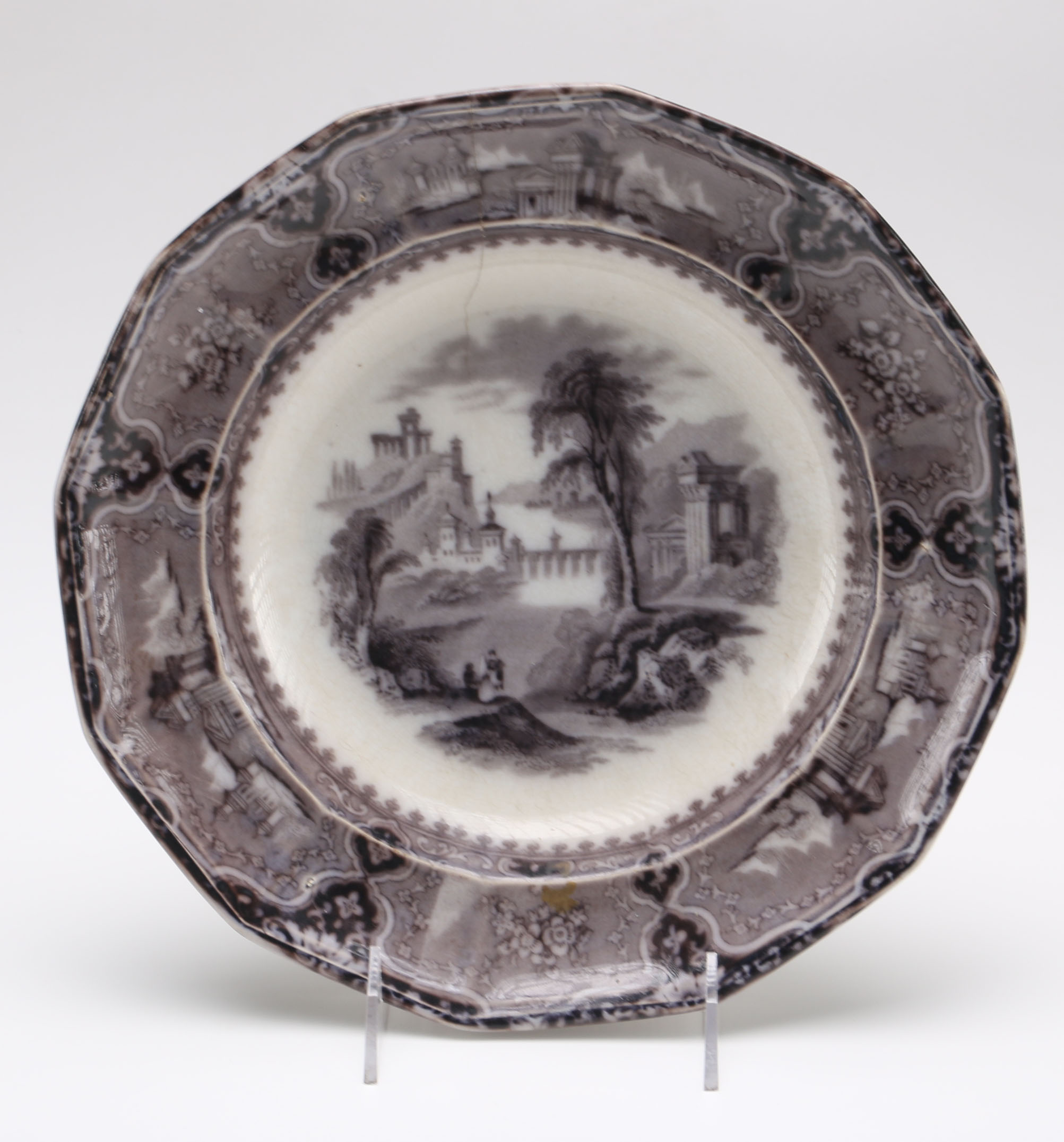 Victorian Transferware Plates with Scenic Imagery