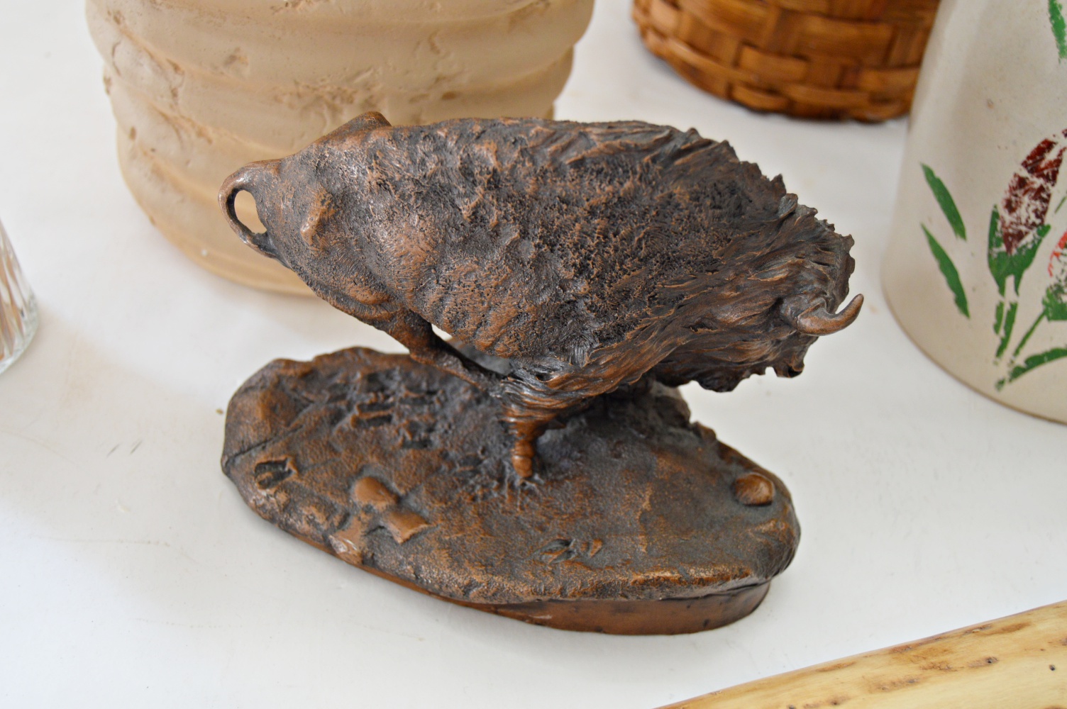 Pottery, Bison Figurine and Decor