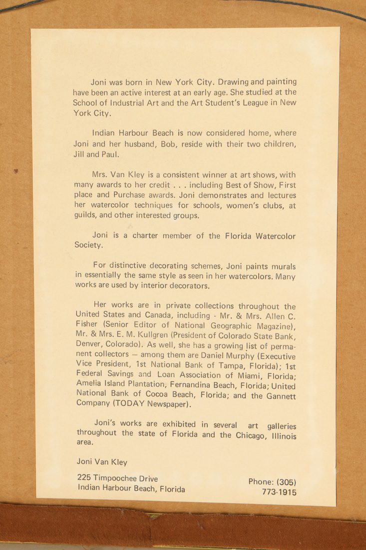 Pair of Joni Van Kley Watercolors