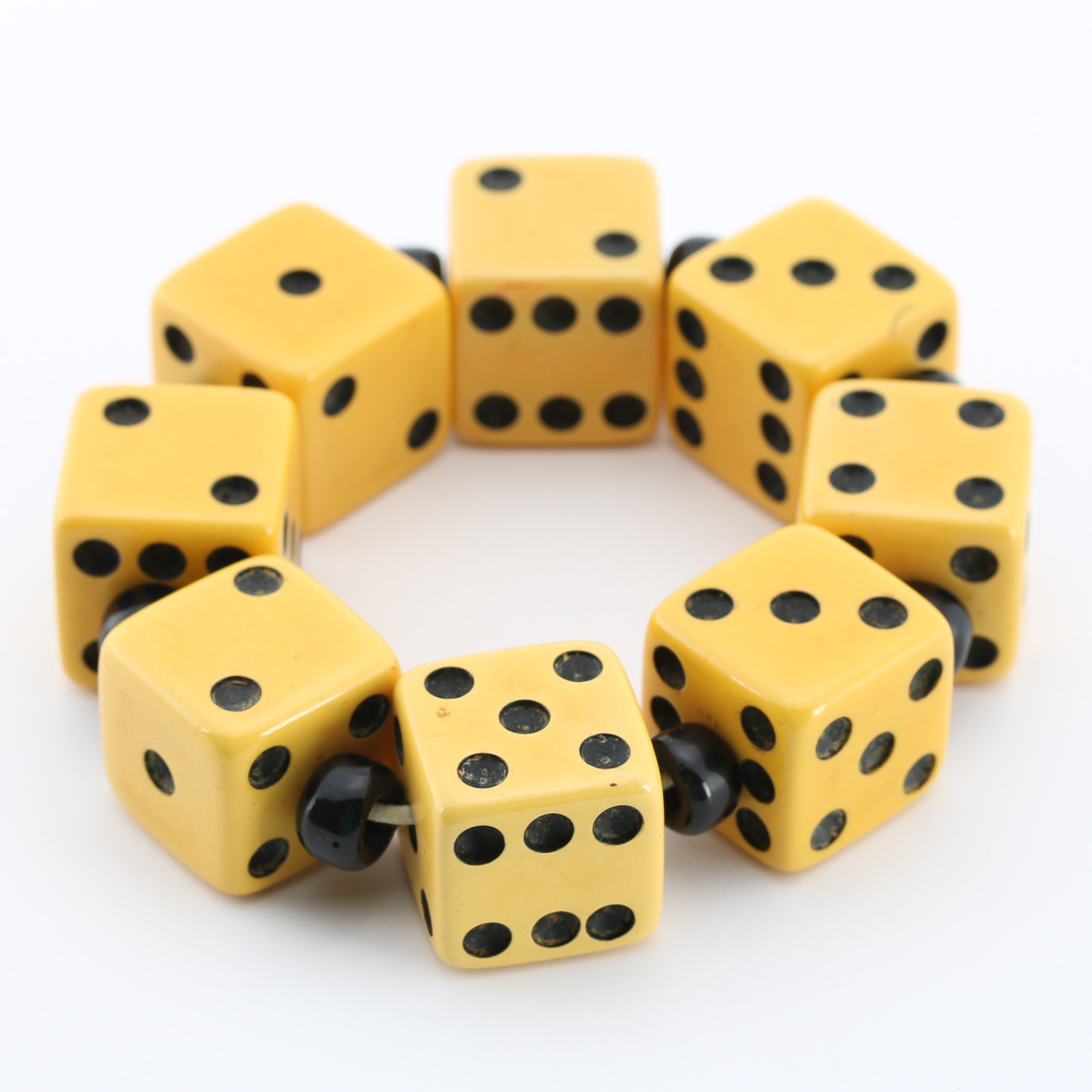 Bakelite and Black Glass Dice Bracelet