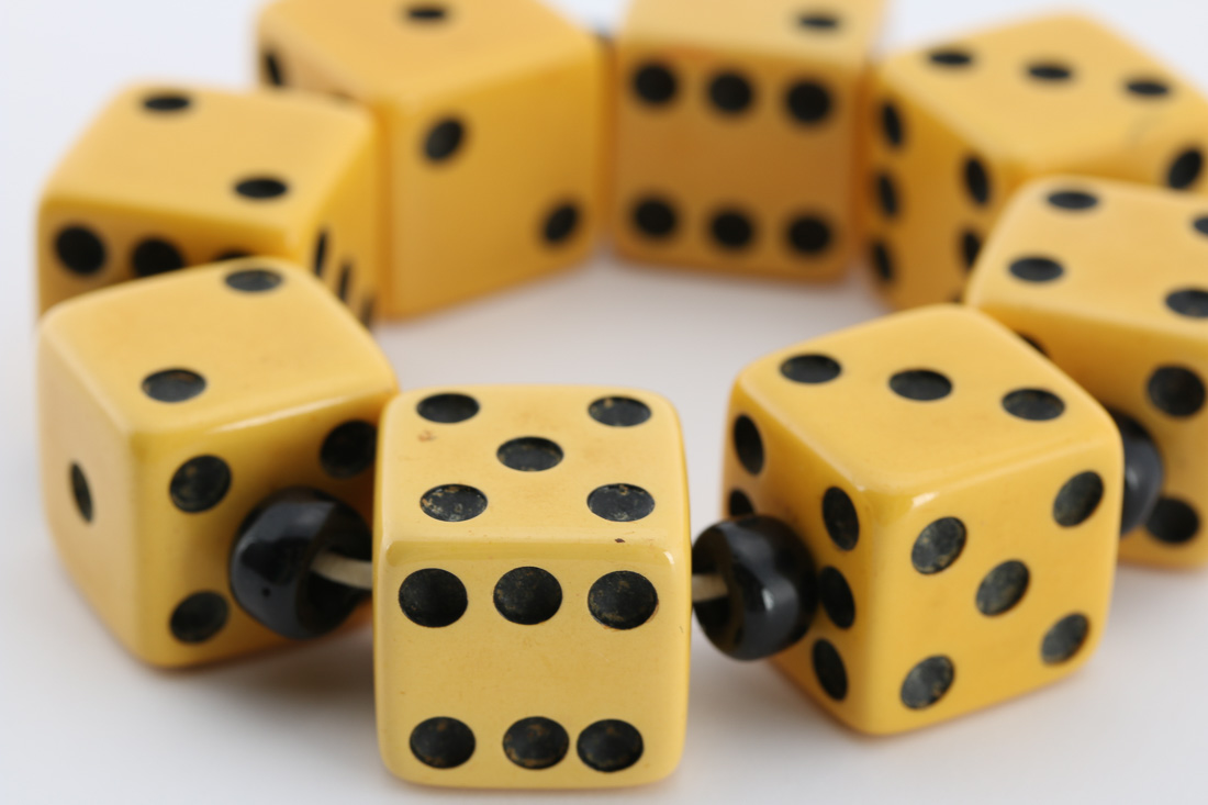 Bakelite and Black Glass Dice Bracelet