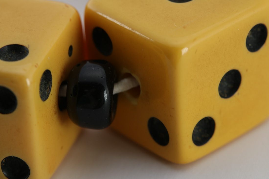 Bakelite and Black Glass Dice Bracelet