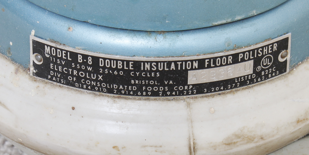 Vintage Electrolux Model B-8 Double Insulation Floor Polisher