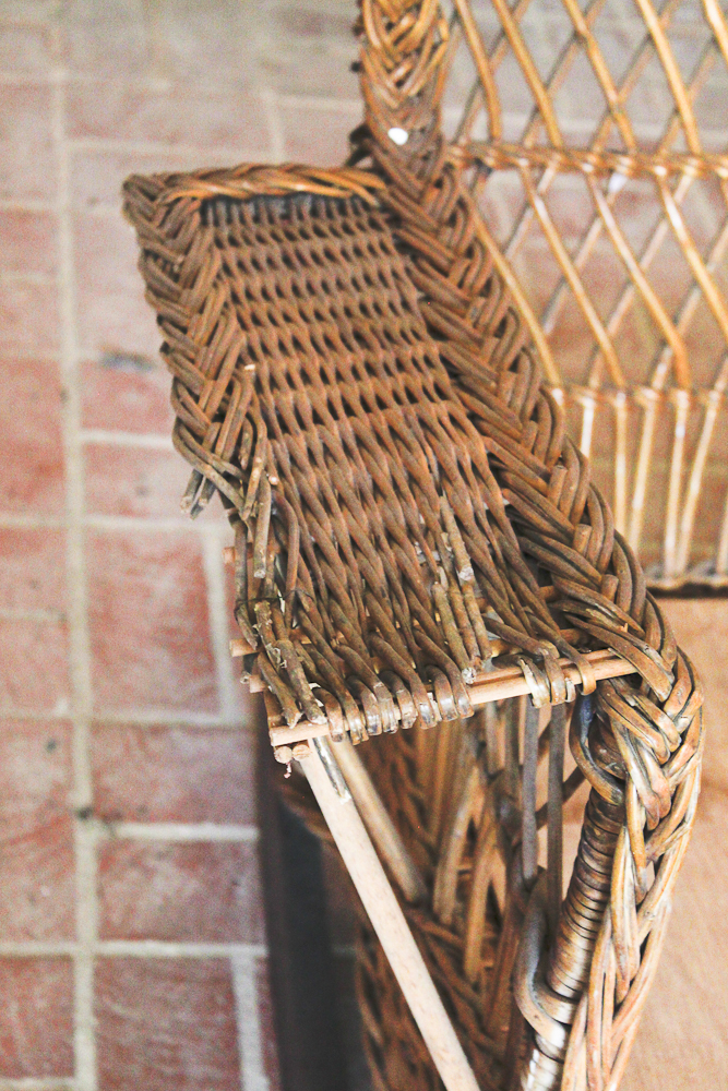 Wicker Rattan Wingback Rocking Chair