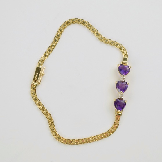 Three Heart Bracelet in 14k Yellow Gold