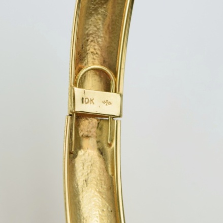 Lovely Bangle in 10k Yellow Gold with Blue, Red and Green Enamel Dotted Pattern