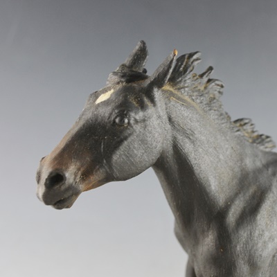 Francis Eustis L/E Galloping Black Horse Sculpture