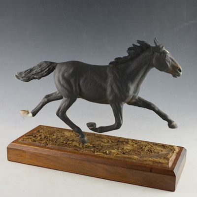 Francis Eustis L/E Galloping Black Horse Sculpture