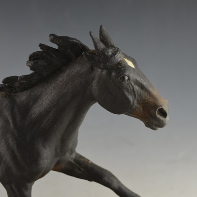 Francis Eustis L/E Galloping Black Horse Sculpture