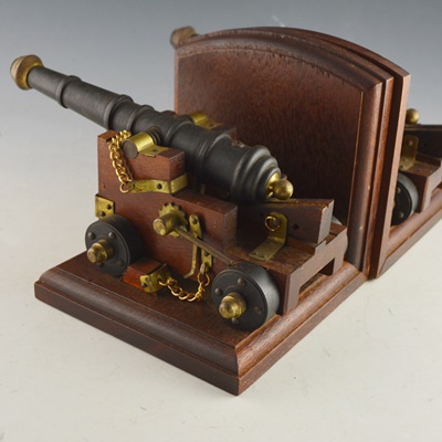 Pair of Canon Bookends and Matching Table Lamp